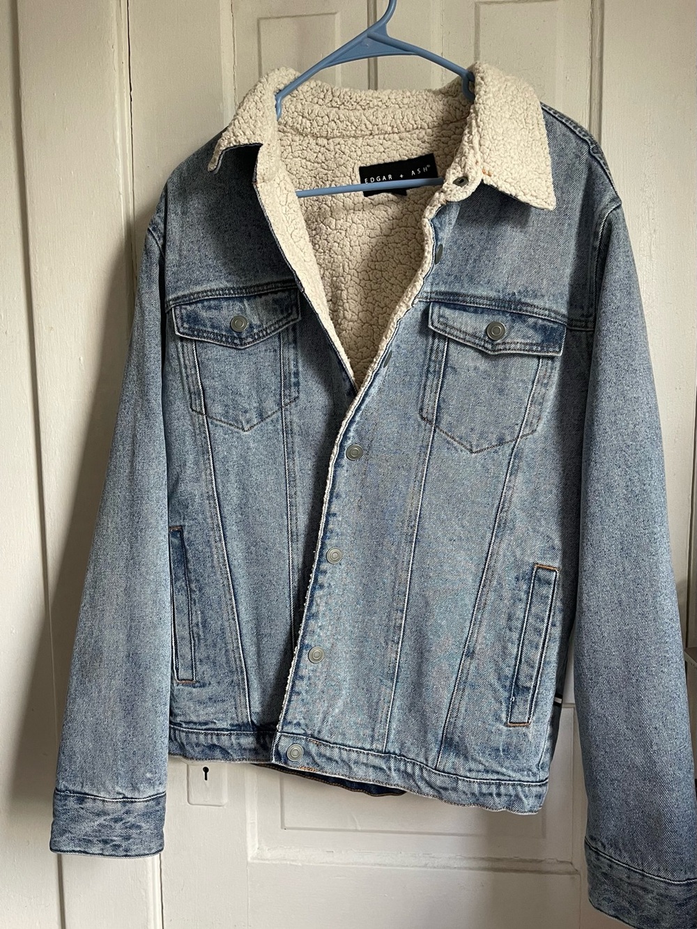 Sherpa-Lined Denim Jacket in Light Blue by Edgar & Ash